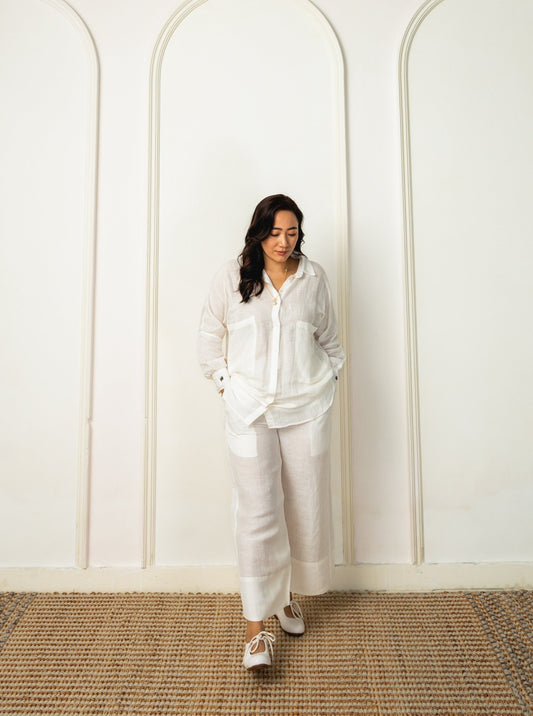 White Linen Beetle Coord Set