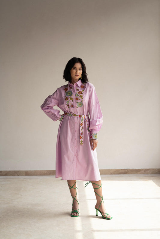 Orchid Bouquet Shirt Dress