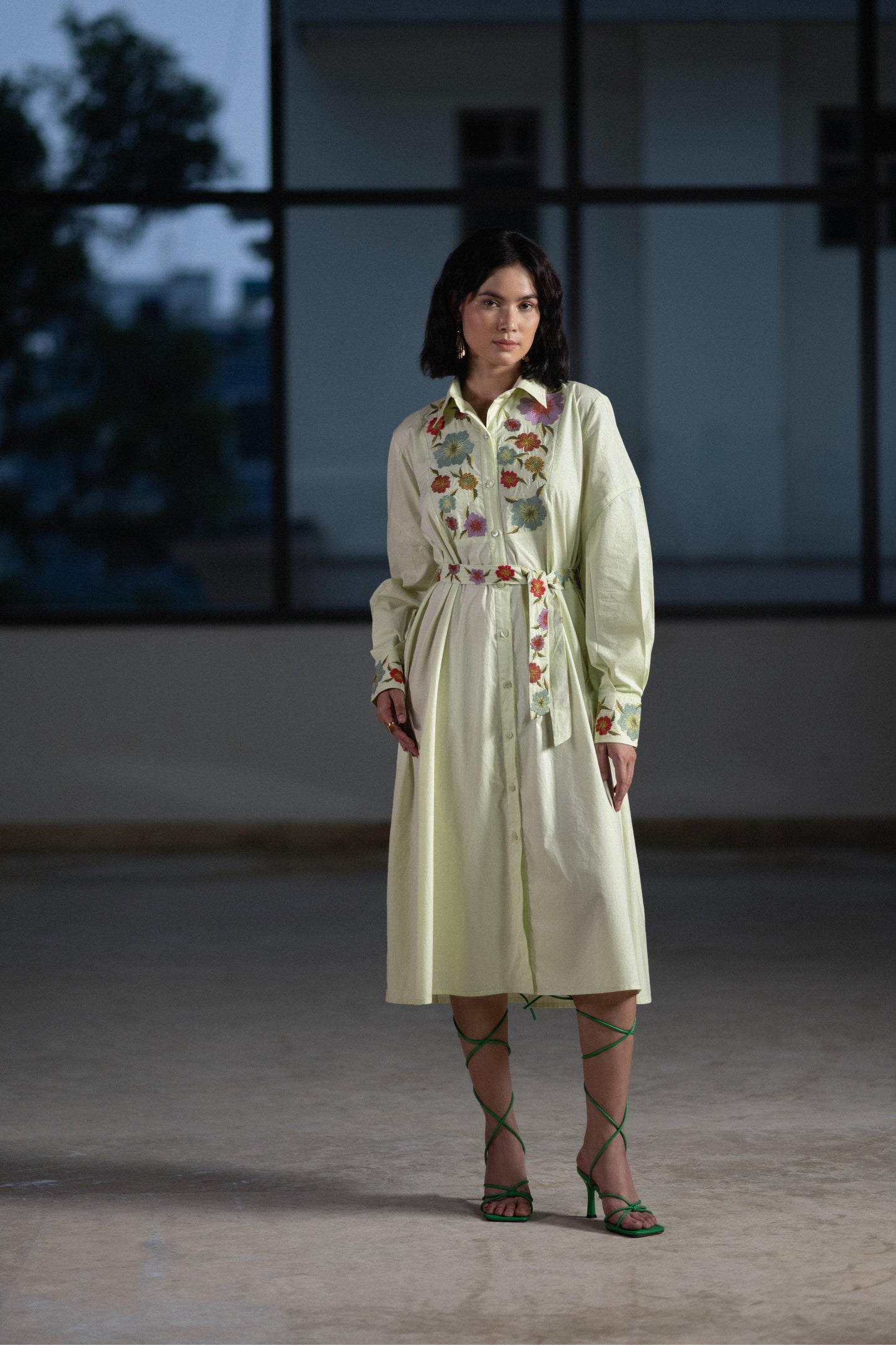 Mint Bouquet Shirt Dress