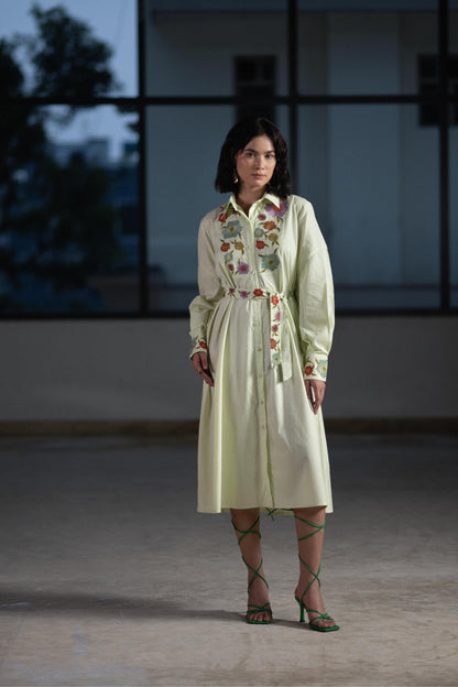 Mint Bouquet Shirt Dress