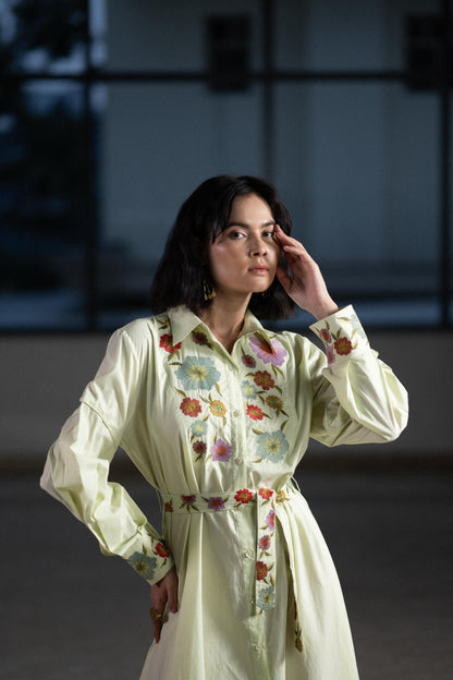 Mint Bouquet Shirt Dress