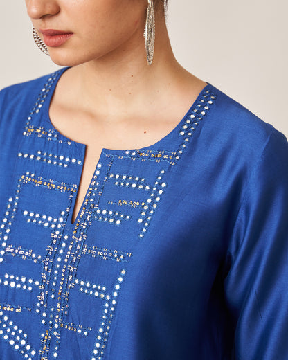 The Sapphire Blue & Candy Silk Chanderi Ensemble