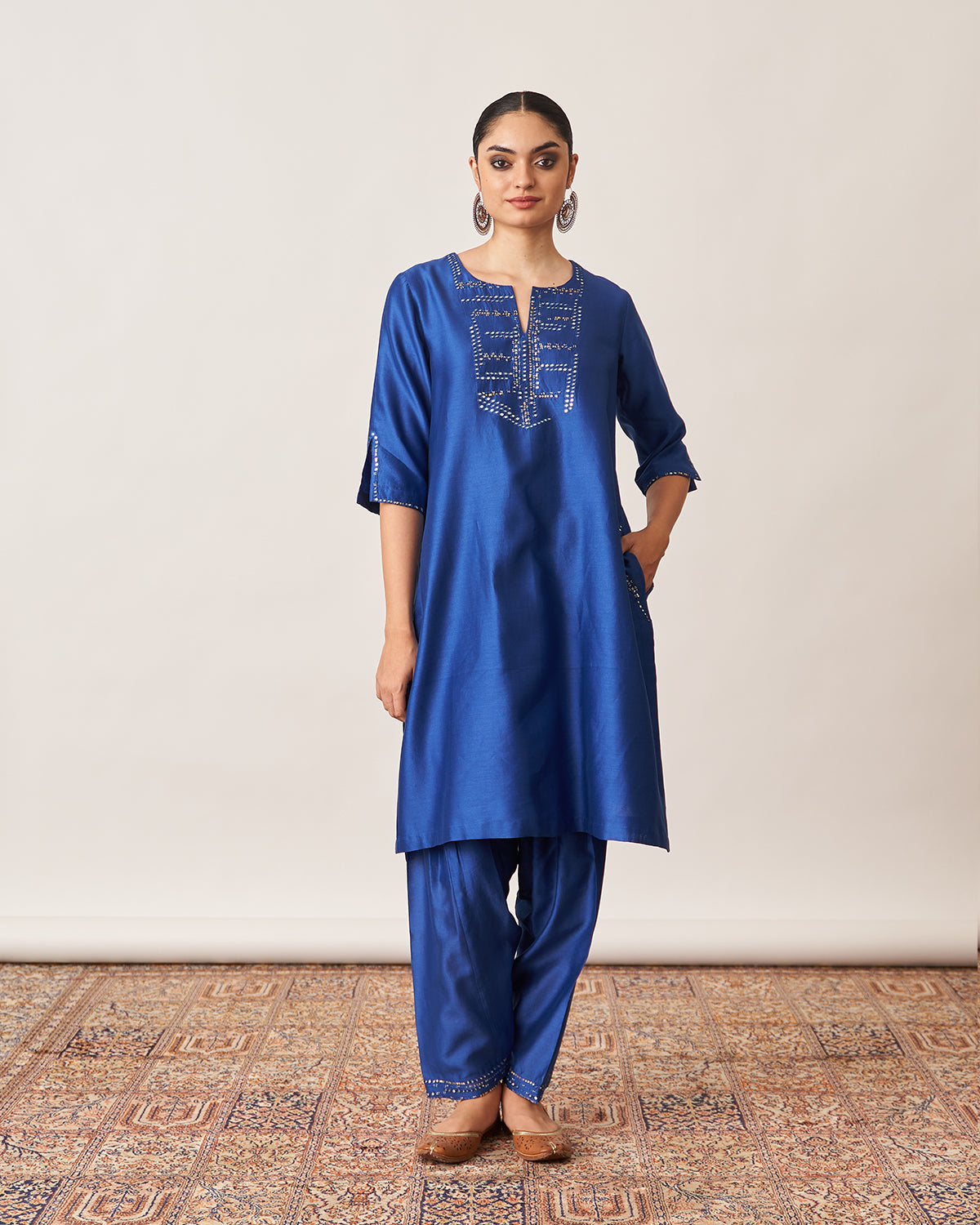 The Sapphire Blue & Candy Silk Chanderi Ensemble