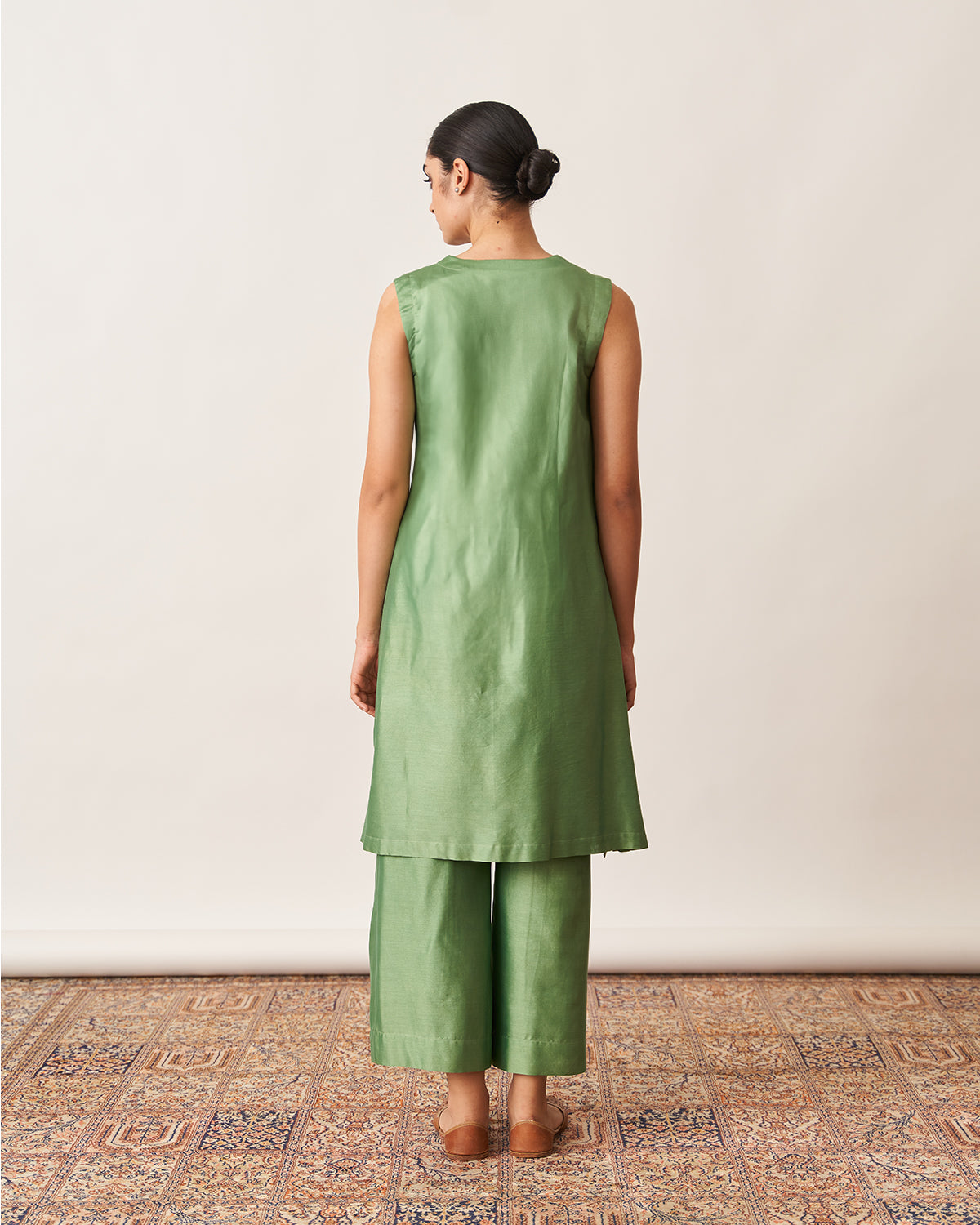 The Pista Green Silk Chanderi Ensemble