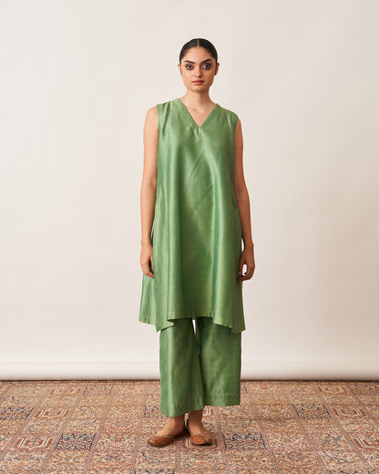 The Pista Green Silk Chanderi Ensemble