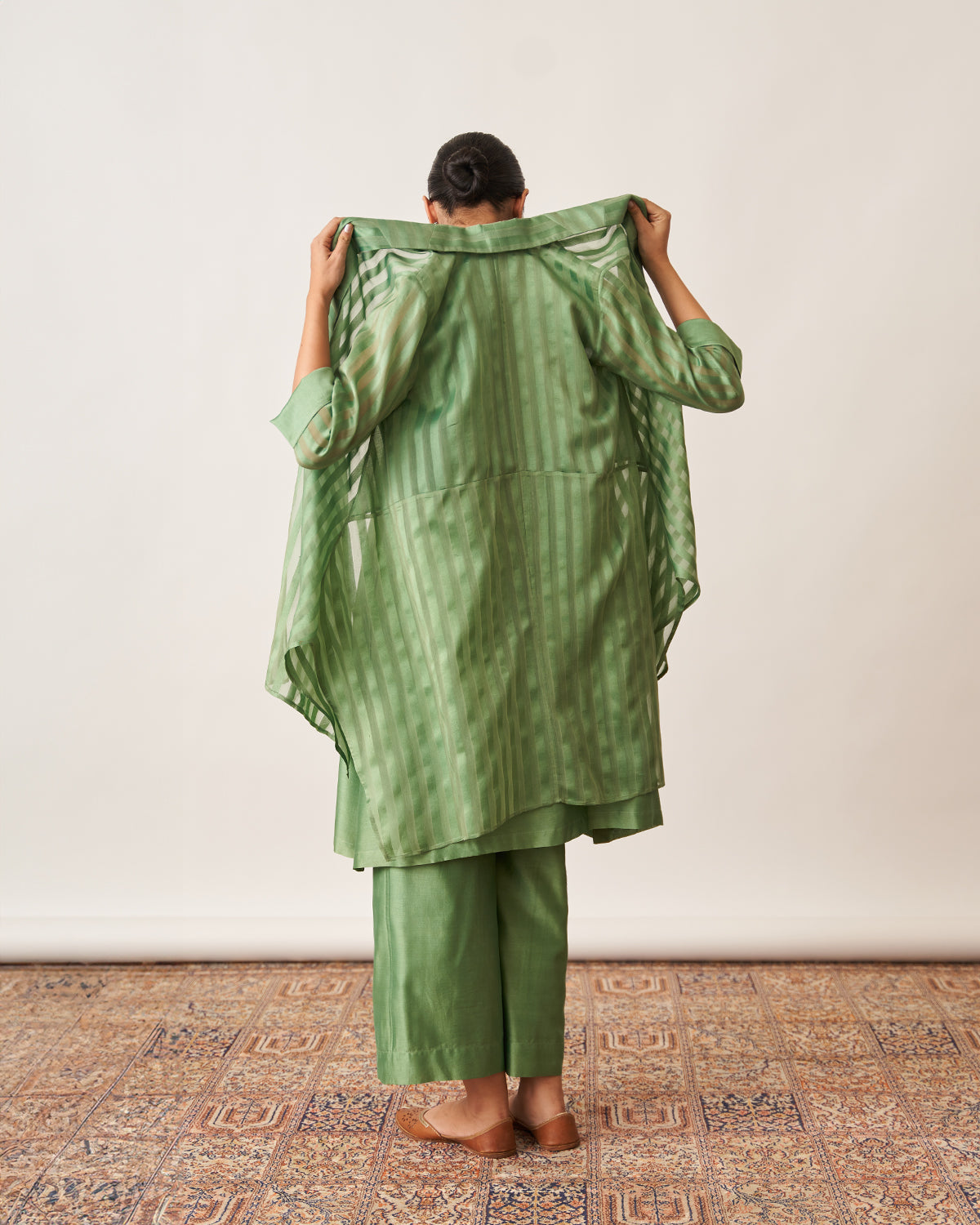 The Pista Green Silk Chanderi Ensemble