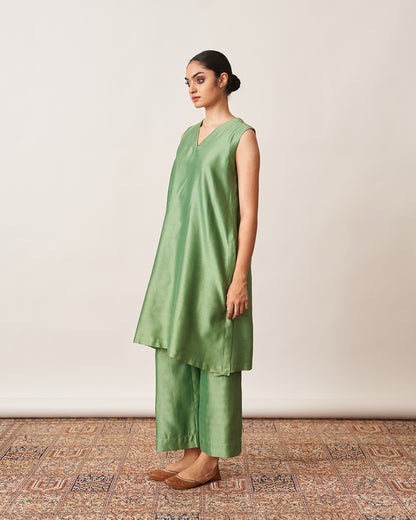 The Pista Green Silk Chanderi Ensemble