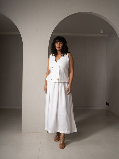 Amal Linen Vest-Skirt Set