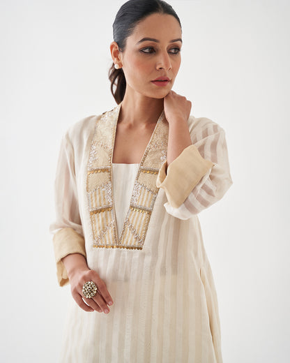 The Chandani Silk Chanderi Ensemble With Woven Banarasi & Handwork