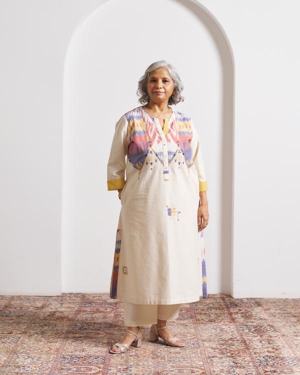 The Ivory Prism Ikat Kurta