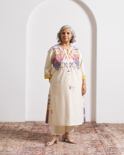 The Ivory Prism Ikat Kurta