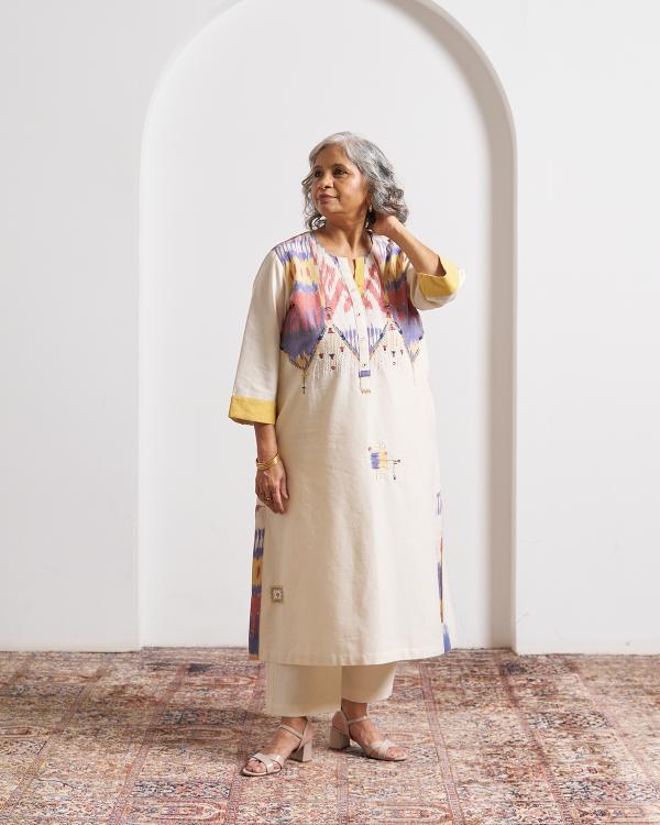 The Ivory Prism Ikat Kurta