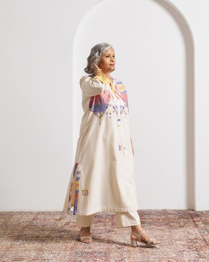 The Ivory Prism Ikat Kurta