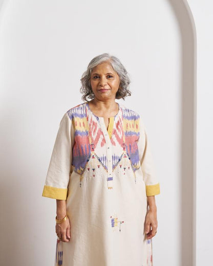 The Ivory Prism Ikat Kurta