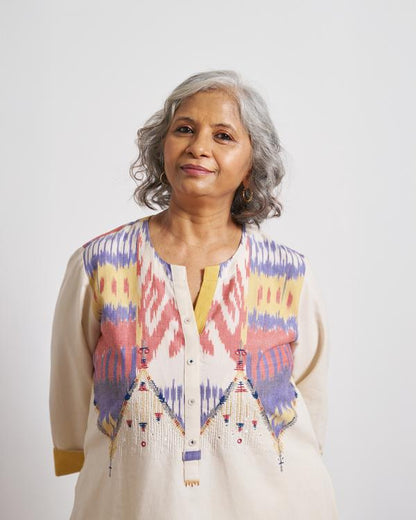 The Ivory Prism Ikat Kurta