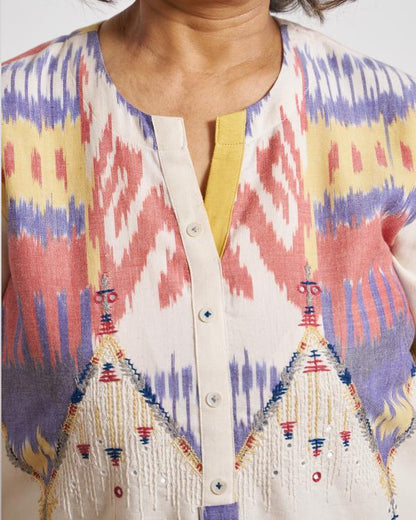 The Ivory Prism Ikat Kurta