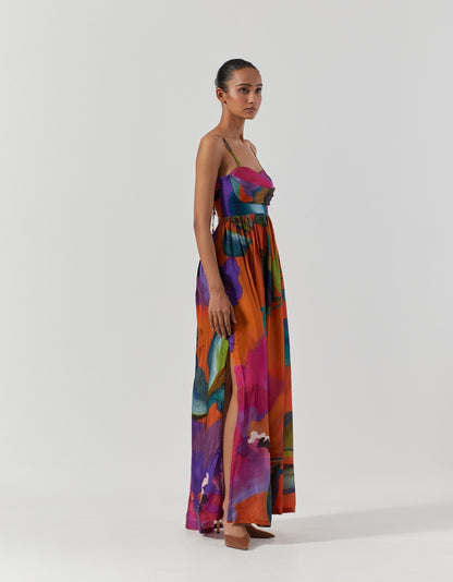 Multicolor Amethyst Backless Dress