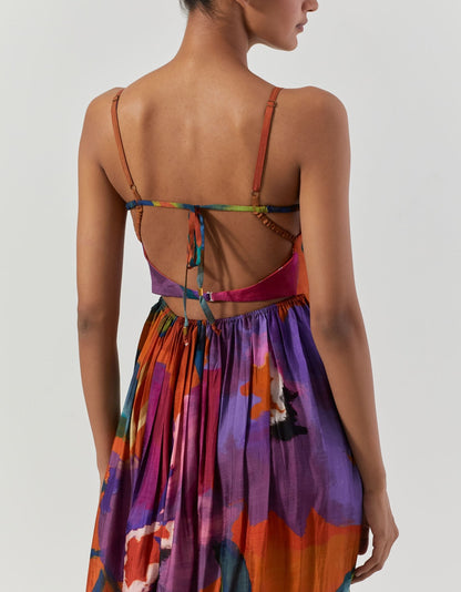 Multicolor Amethyst Backless Dress