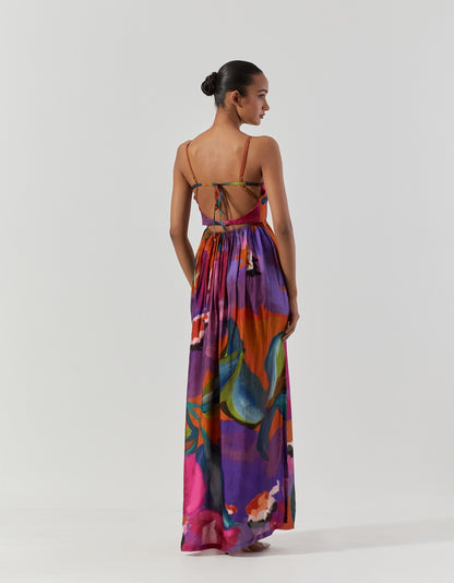 Multicolor Amethyst Backless Dress