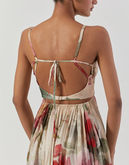 Off White Roma Rose Backless Dress