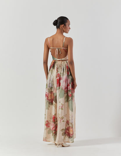 Off White Roma Rose Backless Dress