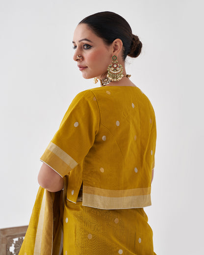 The Surajmukhi Silk Chanderi Saree & Blouse with Woven Sikka Bootis