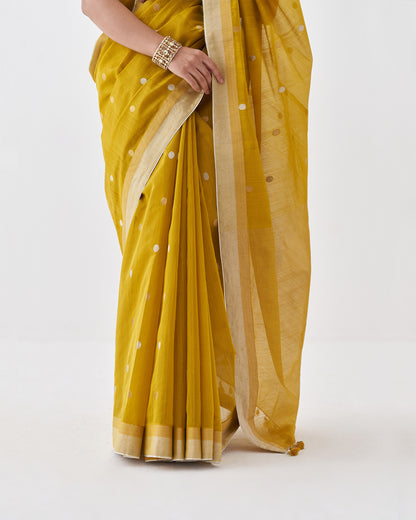 The Surajmukhi Silk Chanderi Saree & Blouse with Woven Sikka Bootis