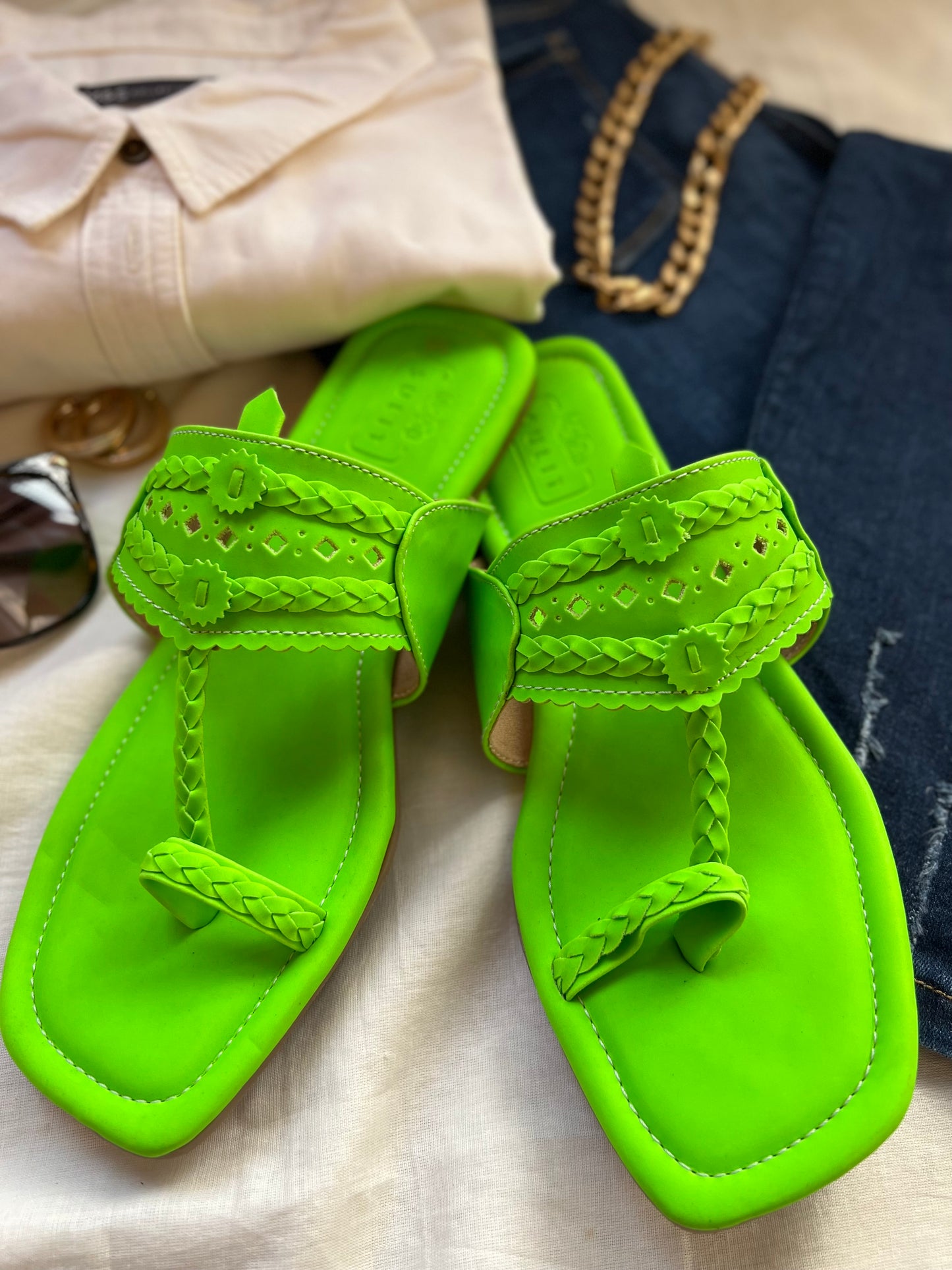 Neon Green Kolhapuri