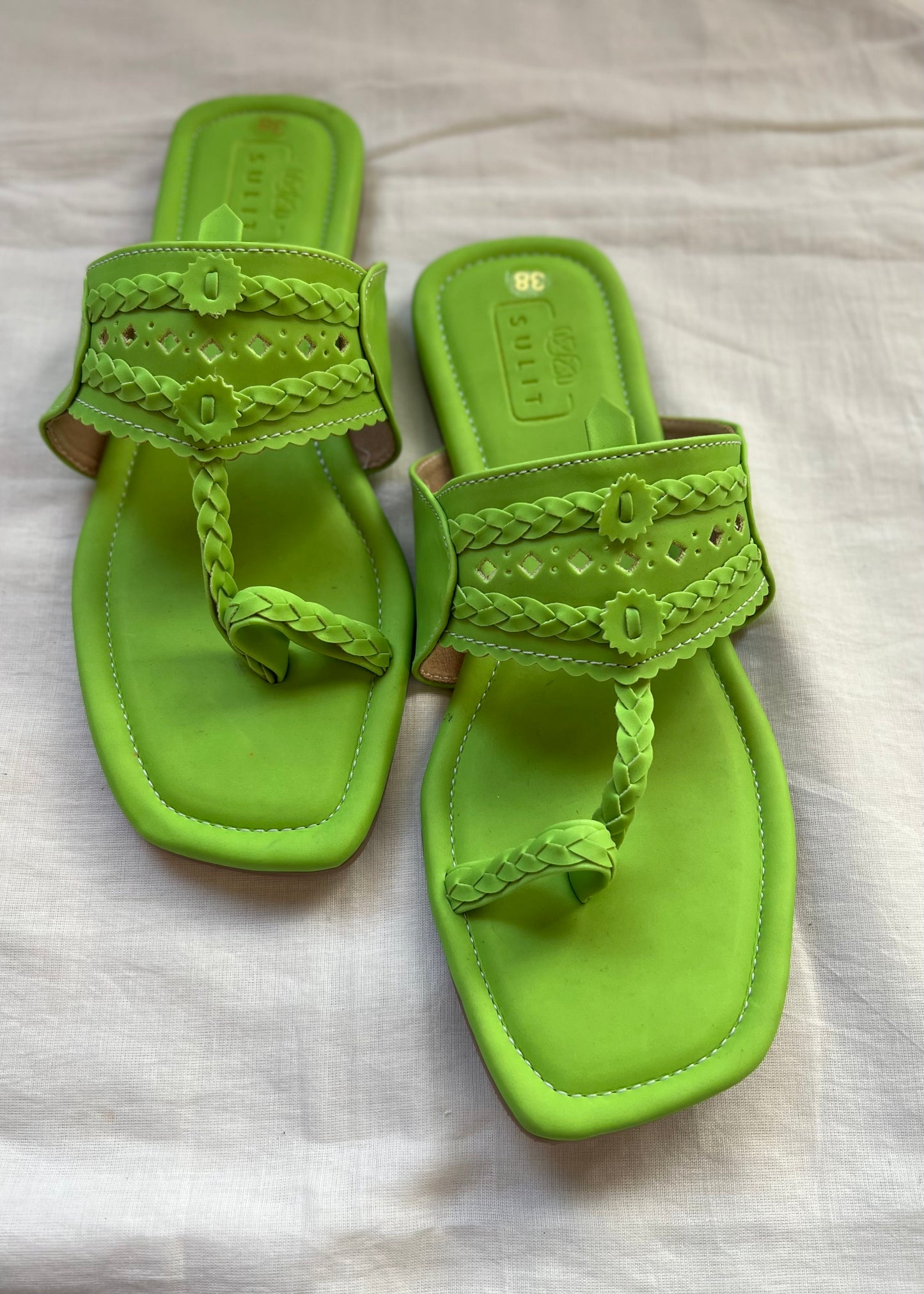 Neon Light Green Kolhapuri