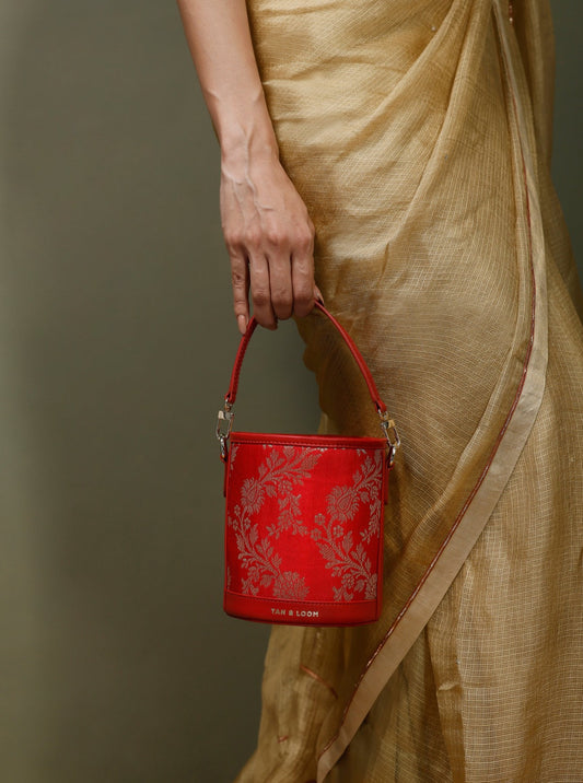 Barrel Potli (Bridal Red Brocade)