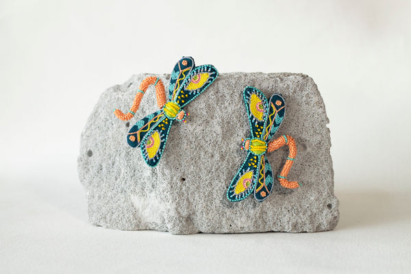 Dragon Fly Embroidered Earrings