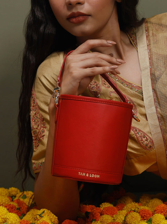 Barrel Potli (Bridal Red Leather)