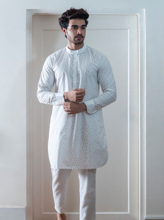 White Polka Kurta