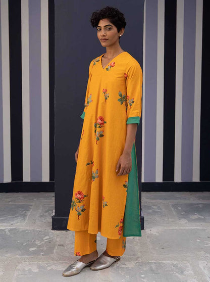 Gulkand Yellow Kurta Set