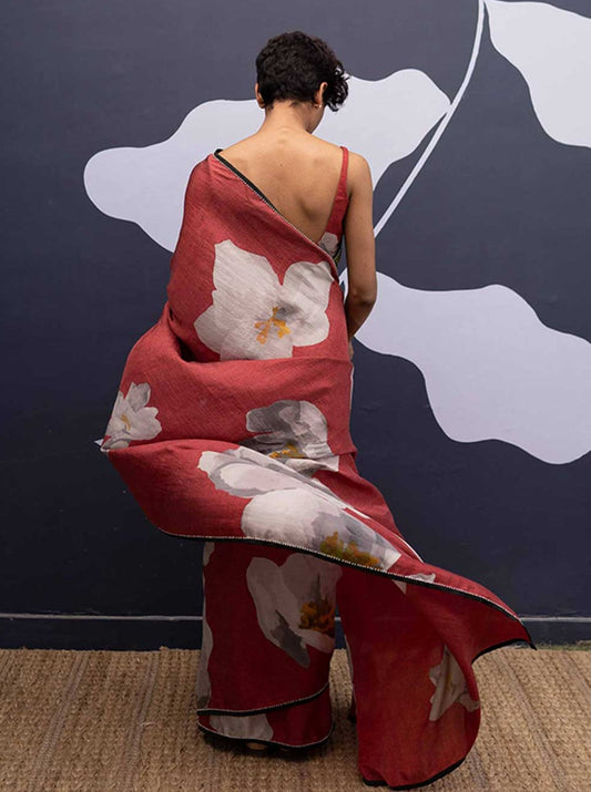 Red Poppies Saree