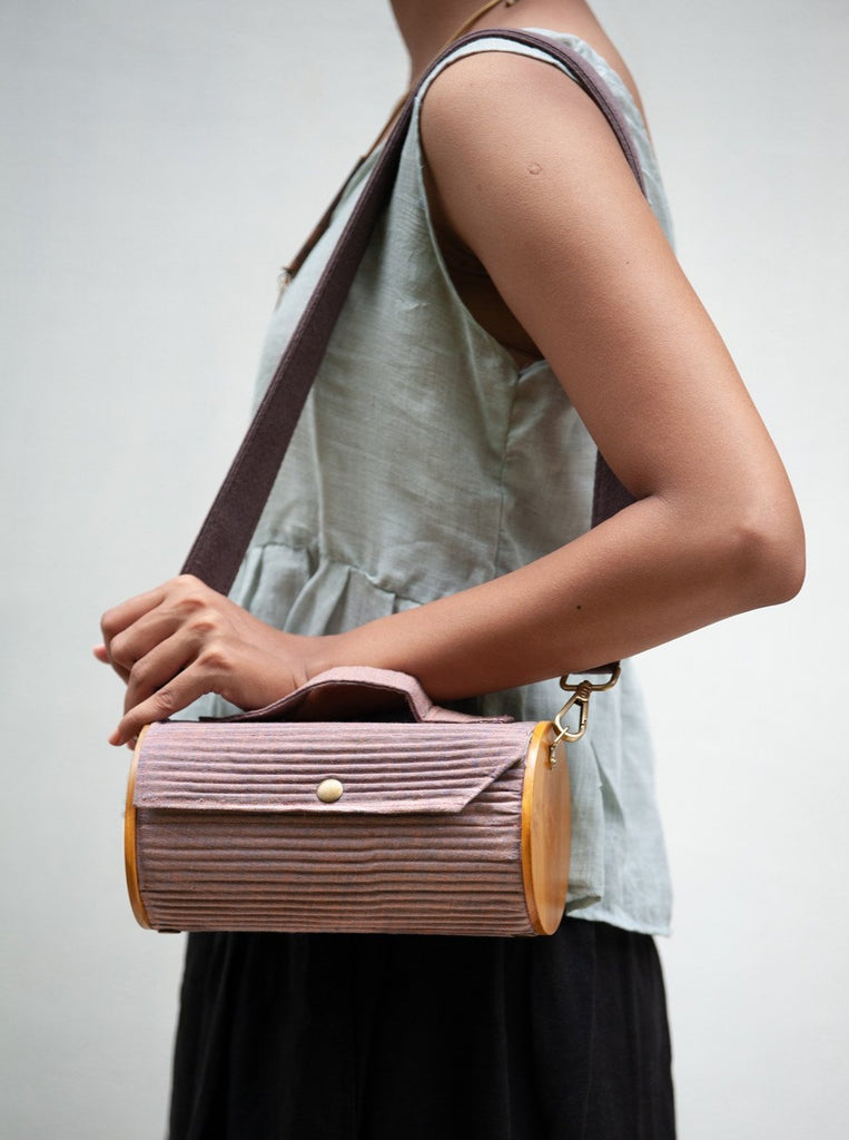Round Sling Bag/Clutch Single Sleeve (Solid Mauve)