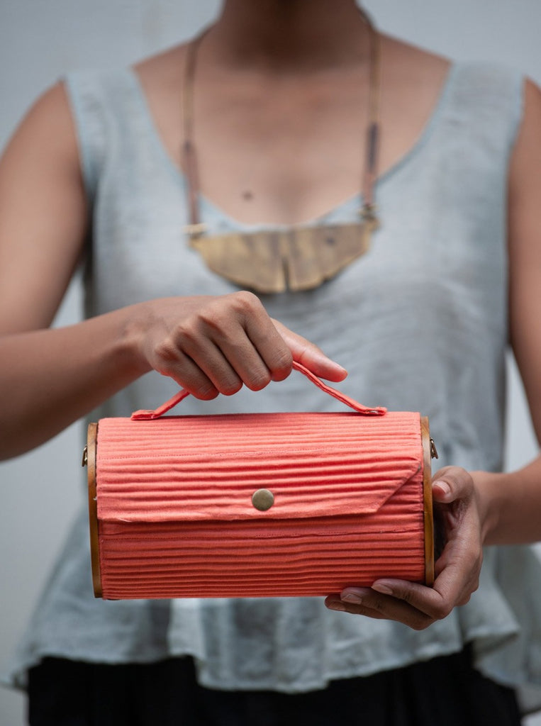 Round Sling Bag/Clutch Single Sleeve (Solid Coral)
