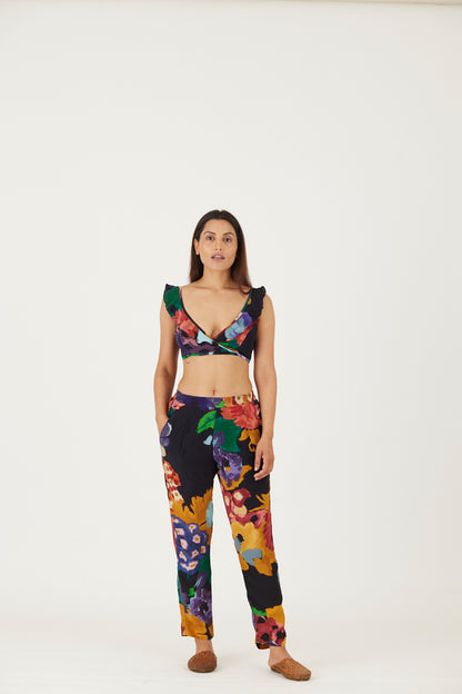 Farah Black Bralette & Pants Set