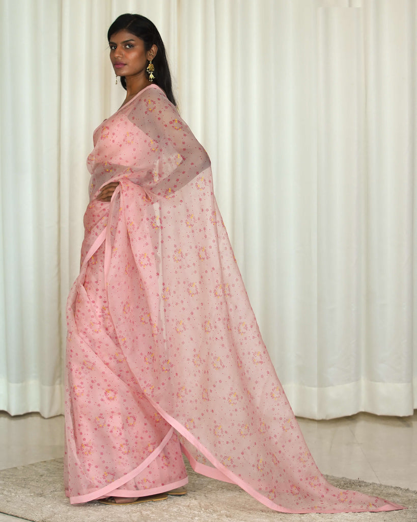 Printed Pink Sari