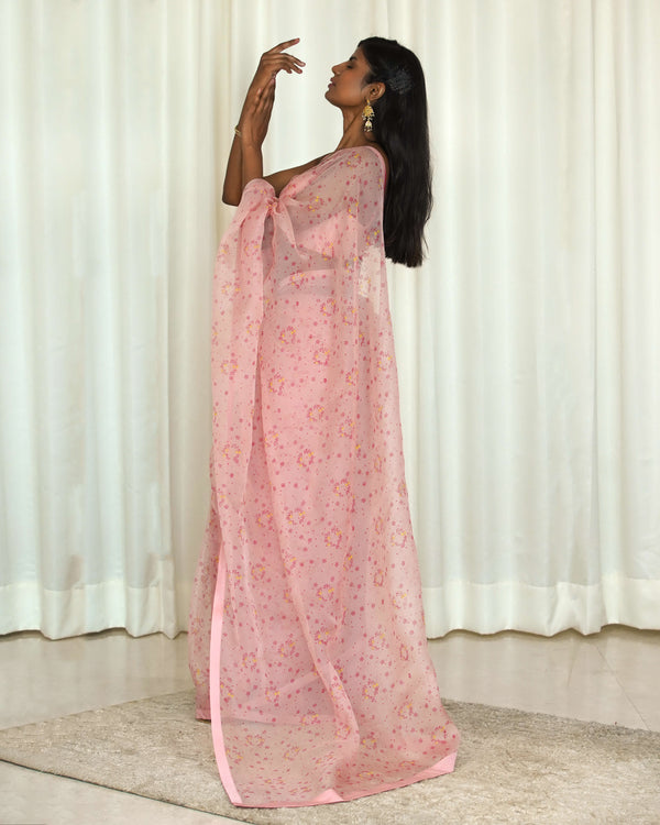 Printed Pink Sari