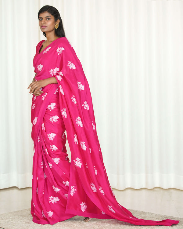 Printed Fuchsia Sari
