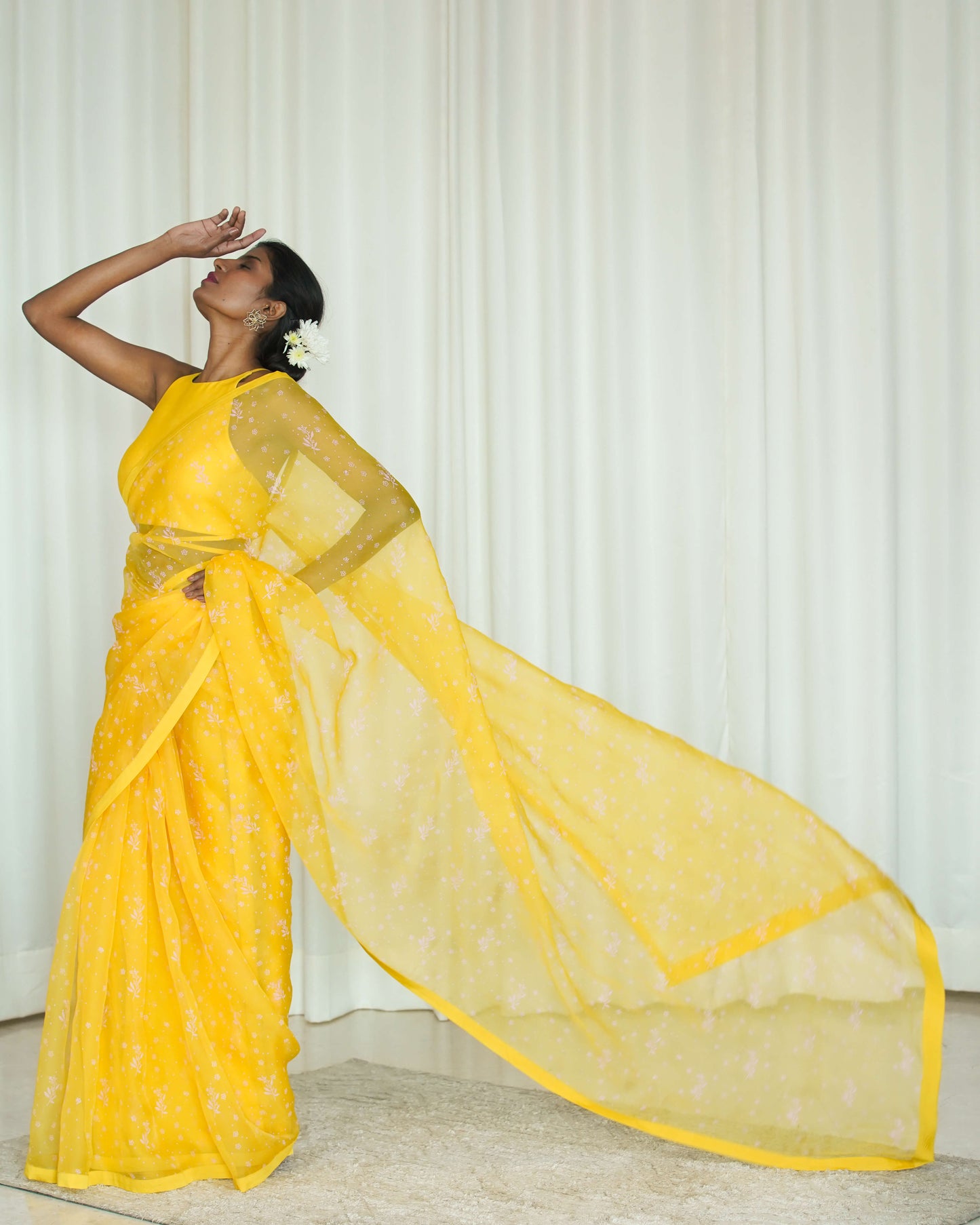 Yellow Printed Sari