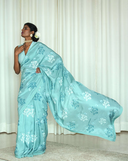 Printed Blue Sari