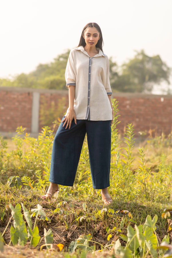 Indigo Blue Stripe Organic Kala Cotton Box Pant