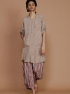 Ivory With Mauve Striped Hooded Co-Ord Set