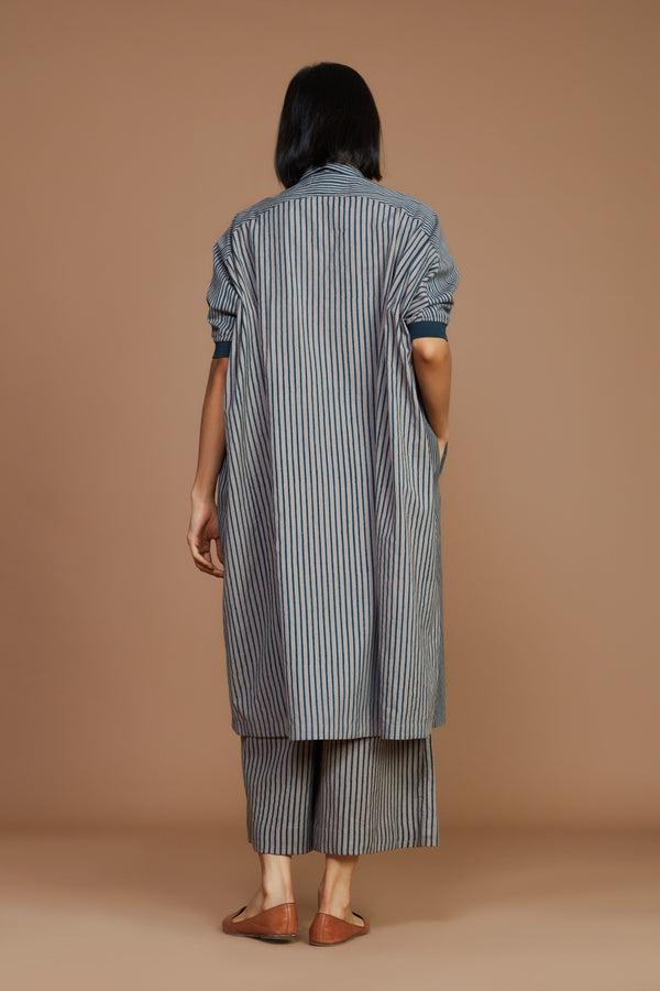 Grey with Charcoal Striped Kaftan Dress