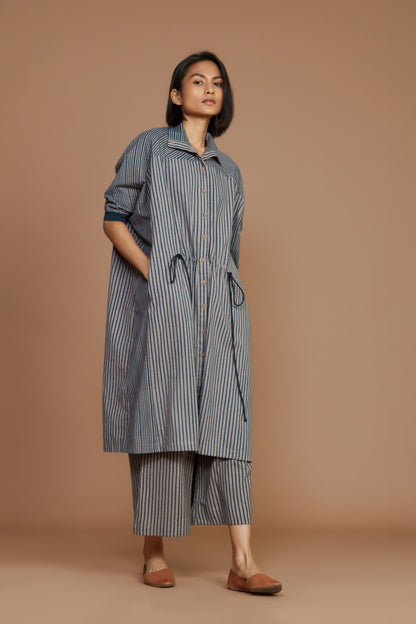 Grey with Charcoal Striped Kaftan Co-Ord Set