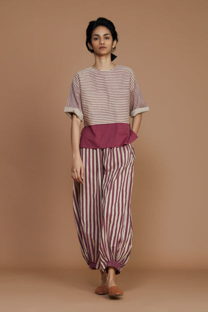 Ivory with mauve Striped NHera Pants