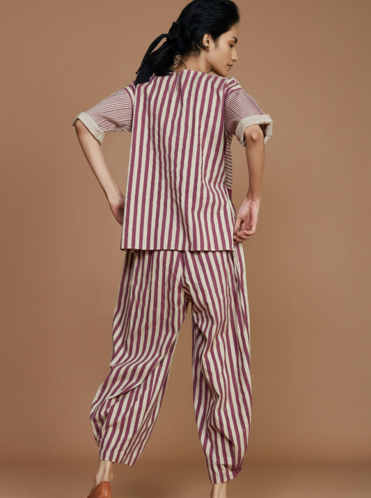 Ivory with mauve Striped NHera Pants