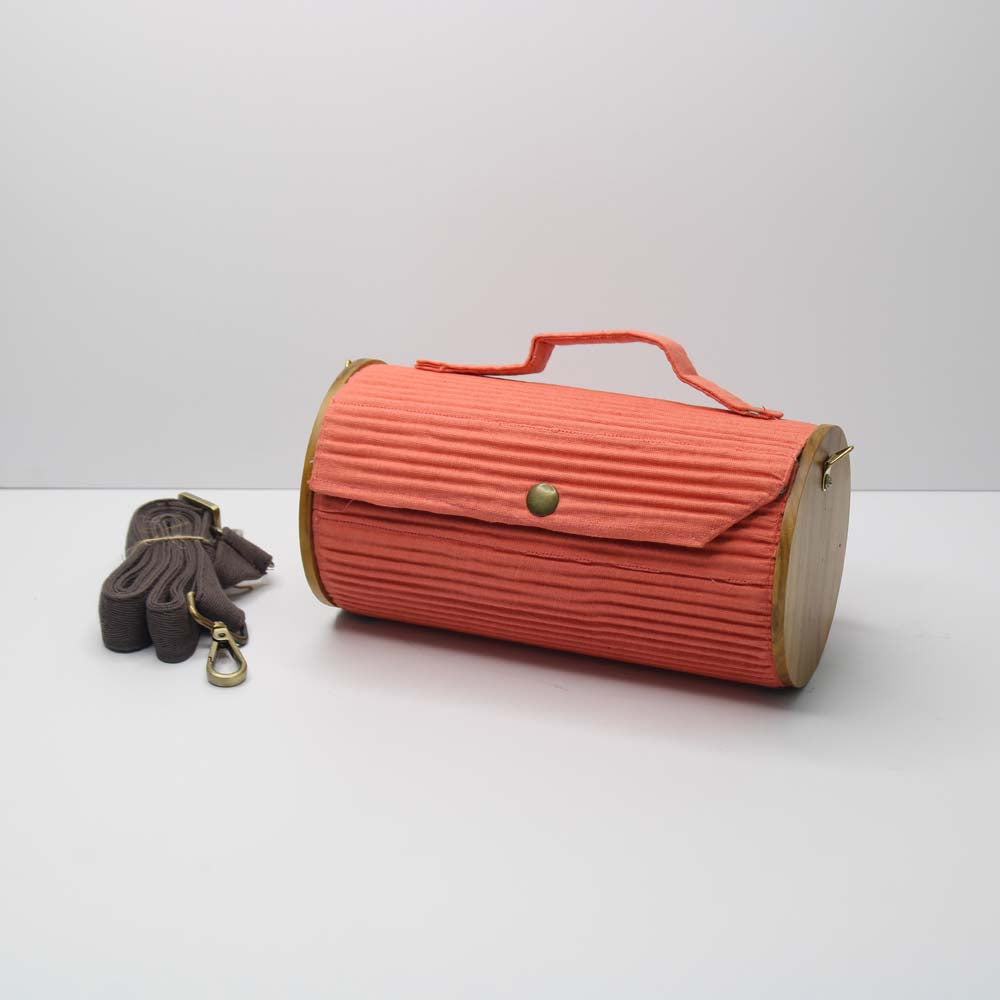 Round Sling Bag/Clutch Single Sleeve (Solid Coral)